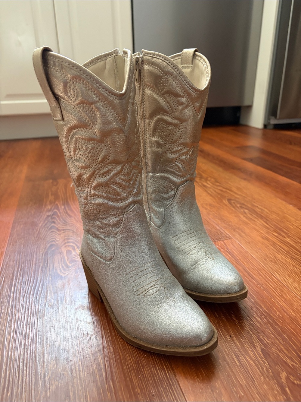Steve Madden Silver Glitter Cowboy Boots for Kids